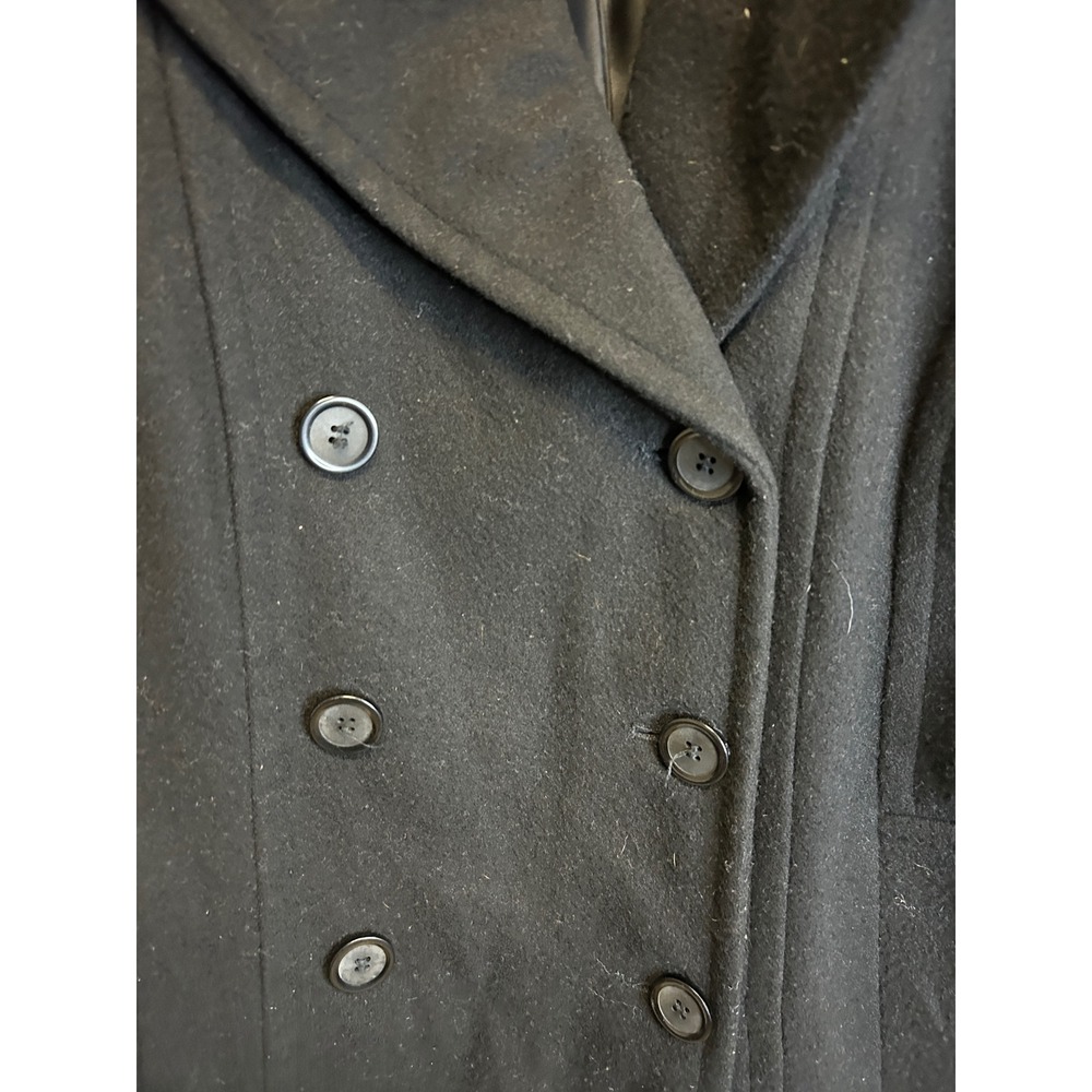 Jason Kole Pea Coat Womens M Black Wool Blend Double Breasted Classic Jacket - Picture 9 of 9